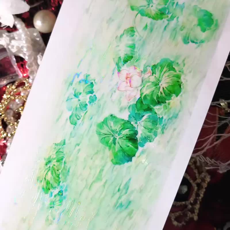 水色 光る蓮池 東方の風雅 PET 虹光 割型貼紙卷 (kiss-cut) - 紙膠帶/和紙/PET - 其他材質 多色