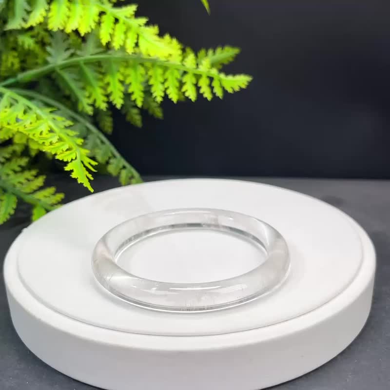 精品 白水晶手鐲 56+MM 冰透閃片星光 凈化能量穩定情緒辟邪平安 - 手鍊/手環 - 水晶 白色