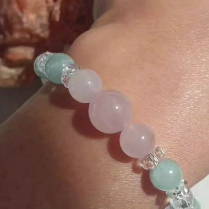 KAWA Gemstone Bracelet Aquamarine + Rose Quartz - Bracelets - Gemstone Pink