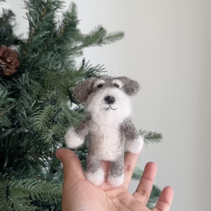 Wool Felt Finger Puppet-Schnauzer/Schnauzer Dog - Kids' Toys - Wool Gray