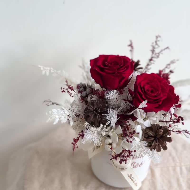 【永生玫瑰花盆花】• 情人節禮物/生日禮物/永生花/永生玫瑰花 - 乾燥花/永生花 - 植物．花 紅色