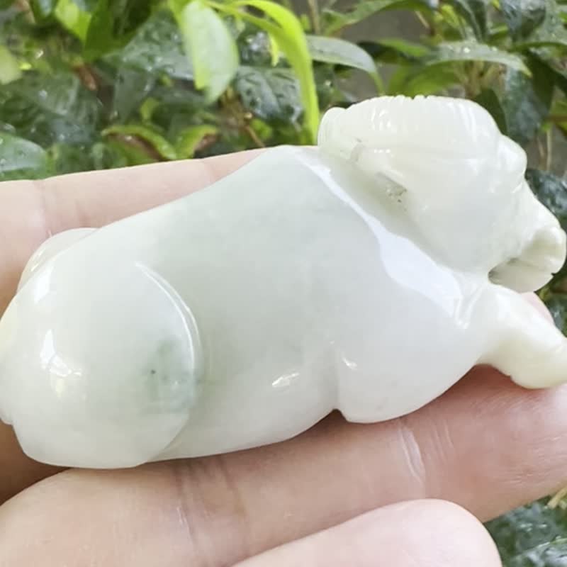 天然A貨翡翠牛 擺件 糯種 緬甸A貨翡翠 #山奇藝術 - 擺飾/家飾品 - 玉石 多色