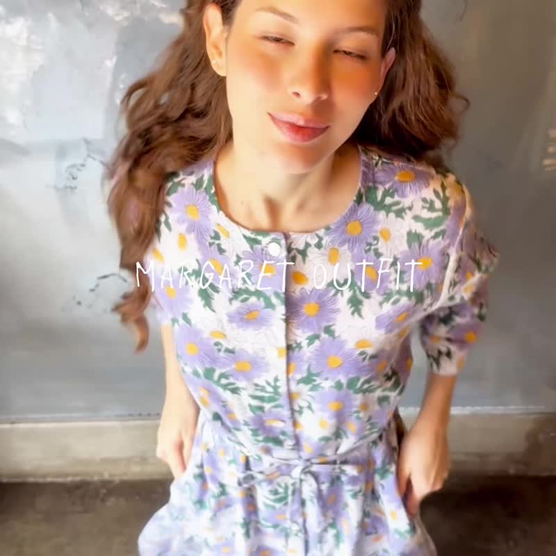 可憐に揺れるシルエット、Margaretコットンカディ一段スカート yellow - 裙子/長裙 - 棉．麻 黃色