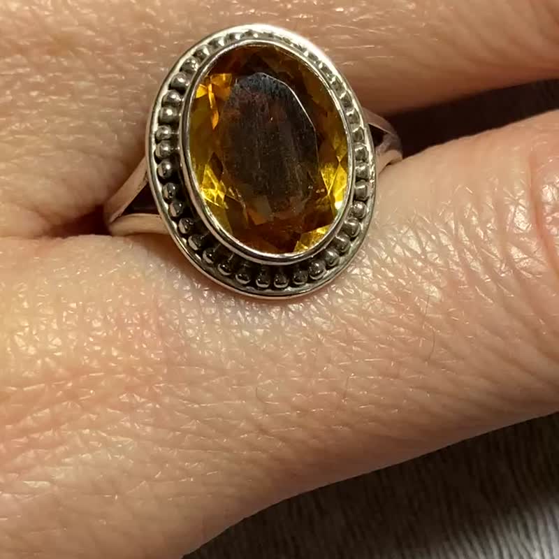 天然 黃水晶 戒指 尼泊爾 手工製 925純銀 - 戒指 - 水晶 