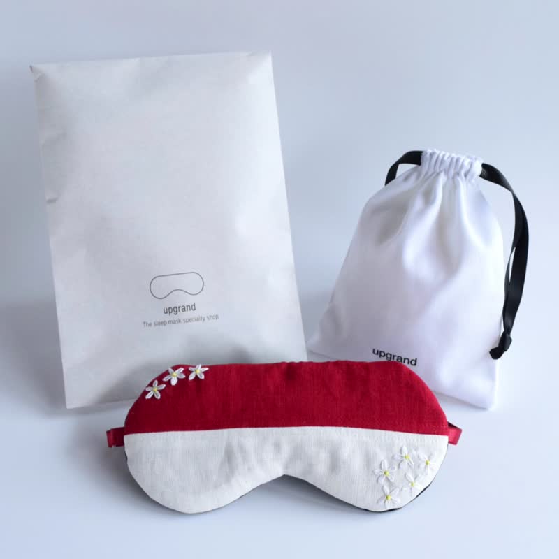 日本眼罩 Indonesia  | 有附收納袋 | 旅行 | 環遊世界系列 - 眼罩 - 棉．麻 紅色