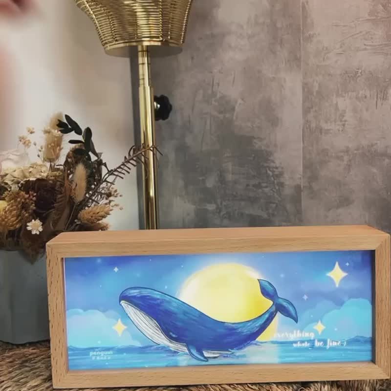 animal night light | whale light box - ของวางตกแต่ง - ไม้ 