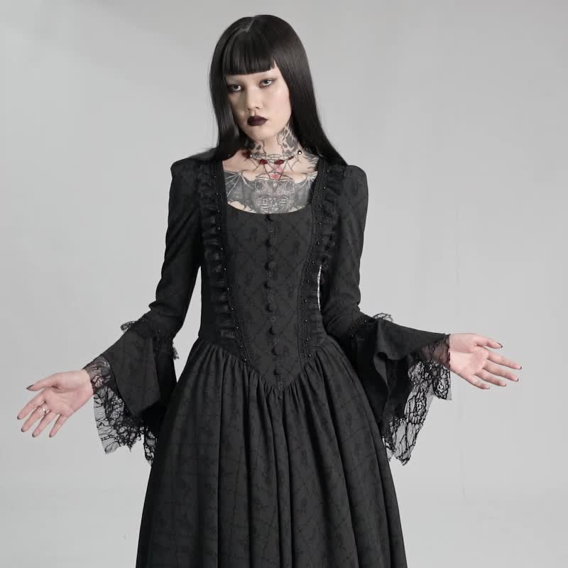 Gothic priest's thorny rose gown - ชุดราตรี - วัสดุอื่นๆ สีดำ