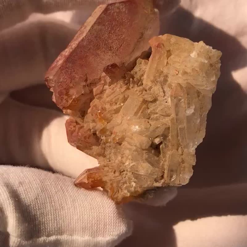 黃金彩虹皮 巴基斯坦 縫合水晶城堡 白水晶 白水晶簇 閃亮 天然 - 擺飾/家飾品 - 水晶 金色