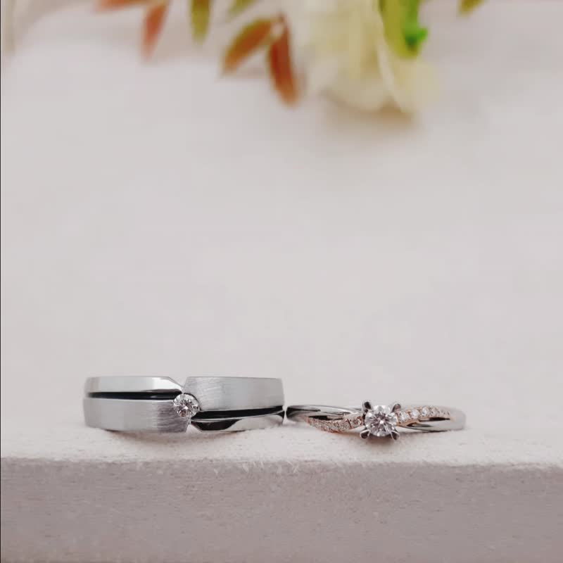 鑽石結婚對戒 真摯諾言 - 對戒 - 鑽石 銀色