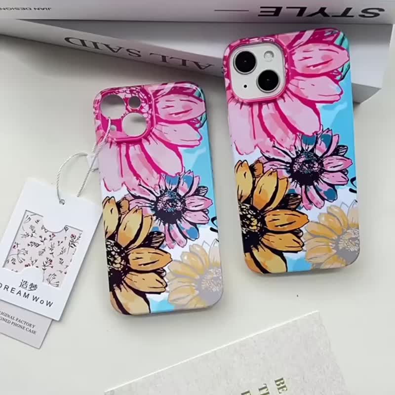 雲葵 造夢原創手機殼版繪粉黃藍配色時尚小眾潮牌風適用iphone安 - 手機殼/手機套 - 其他材質 