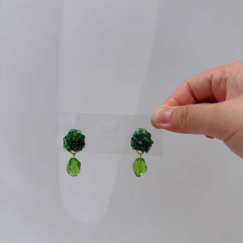 Plastic Bottle Accessories - Emerald Forest Earring - Earrings & Clip-ons - Other Materials Green