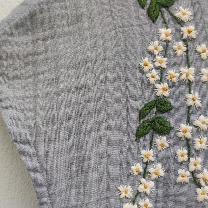 Bryony 44 - 刺繡無袖白花灰色襯衫 - 女上衣/長袖上衣 - 棉．麻 灰色