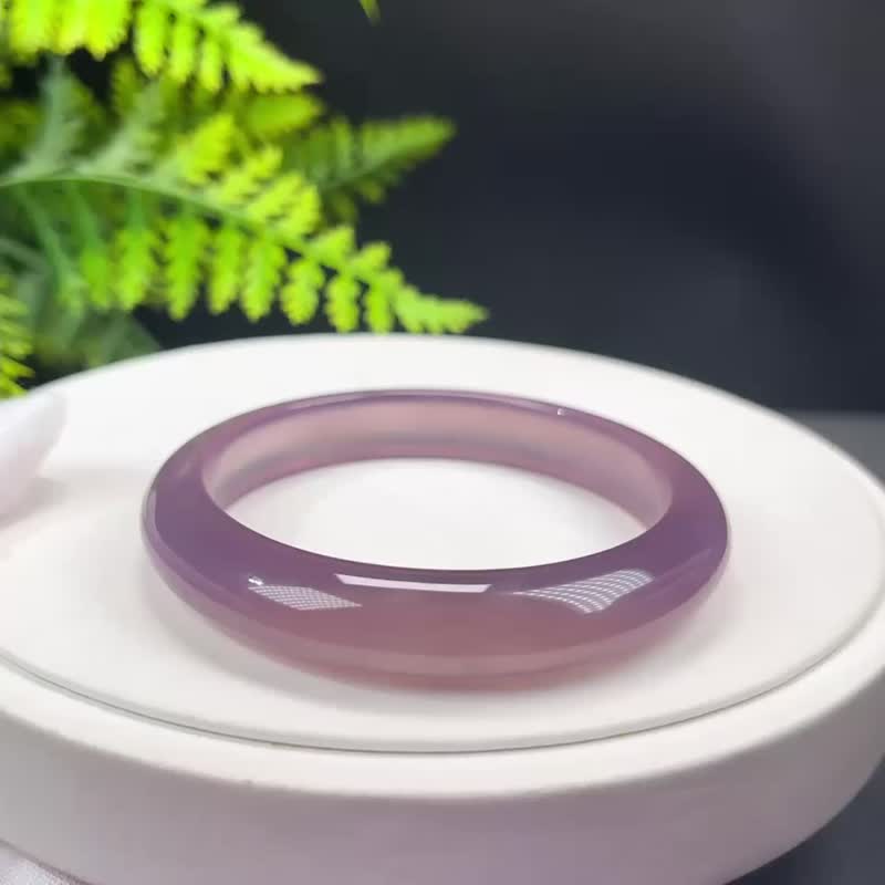 優質 帝王紫瑪瑙手鐲 59MM 高冰透起剛凈體千層龍鱗紋 神秘貴氣 - 手鍊/手環 - 半寶石 紫色