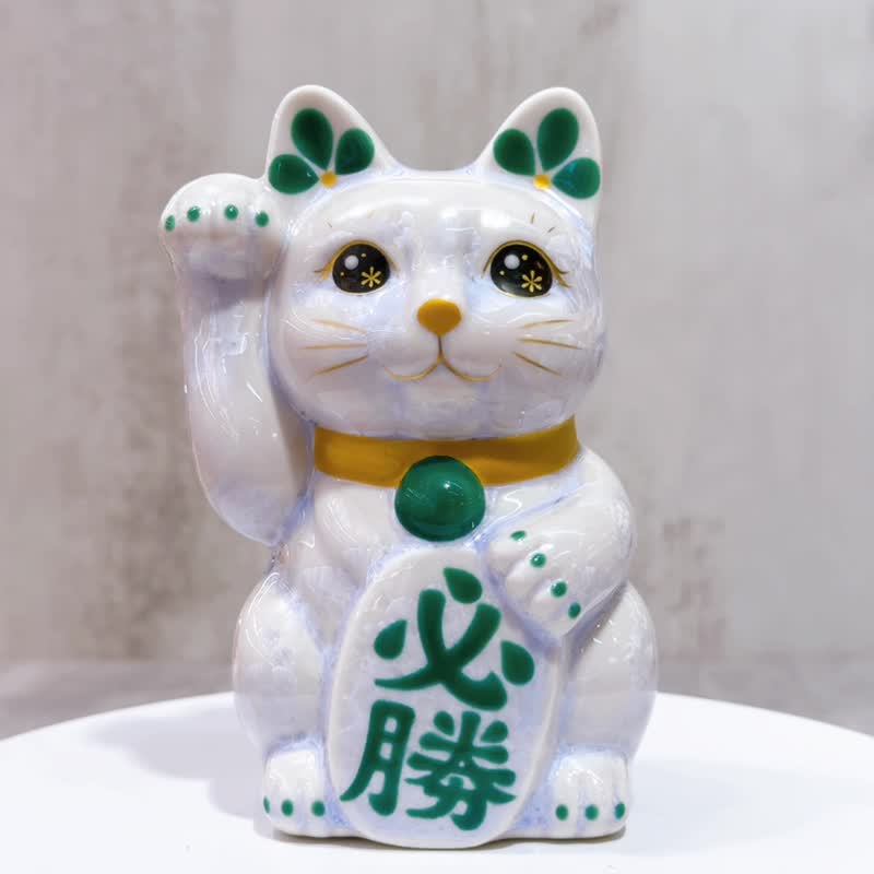 【晶藤必勝】日本清水燒招財貓 | 花結晶 藤 必勝 右 - 擺飾/家飾品 - 瓷 藍色
