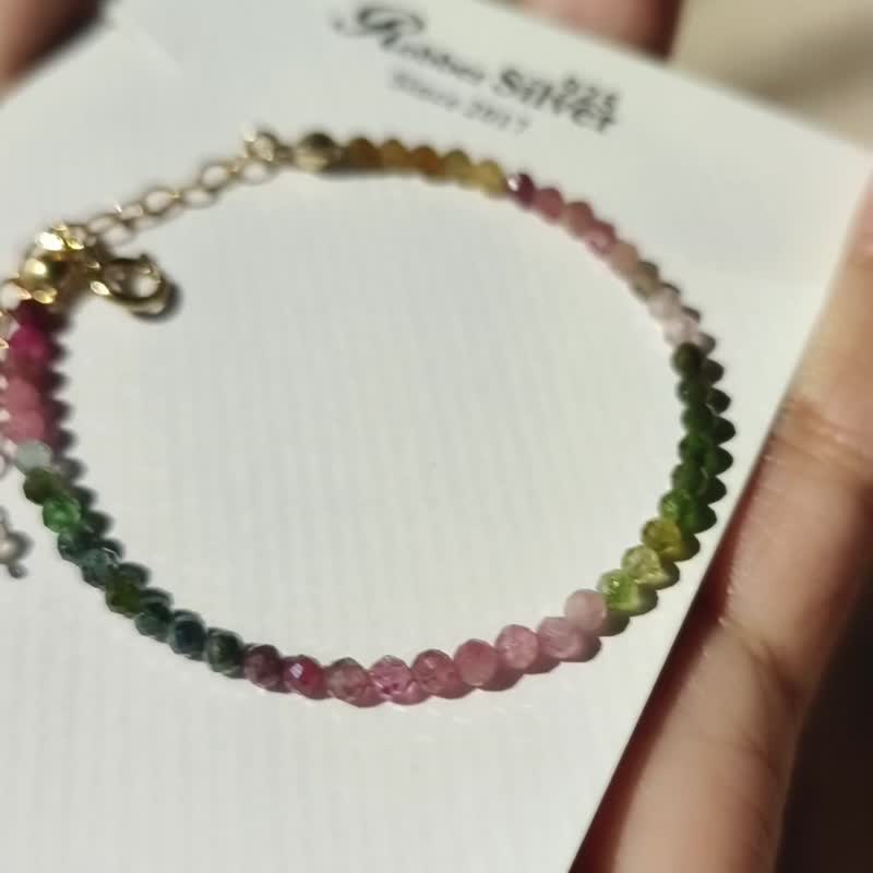 SV925/14KGF Dainty Thin Tourmaline Bracelet/ Ankle - Bracelets - Crystal Multicolor