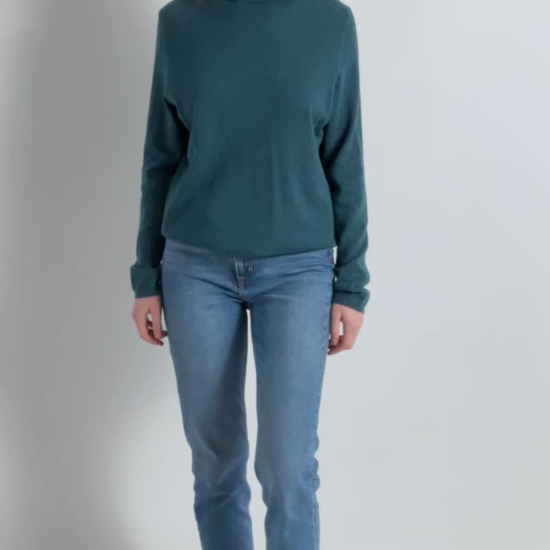 Womens Jumper Cashmere Large Jumper Minimalist TurtleNeck Sweater Knitwear 7102 - Women's Sweaters - Wool Blue