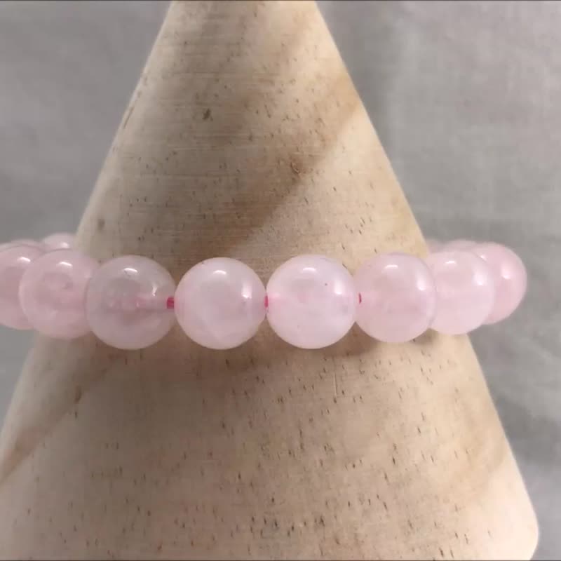 Rose Quartz Lovers Stretch Bracelet Beads Precious Stones 6mm 10mm 1 Pair Set - Bracelets - Gemstone Pink