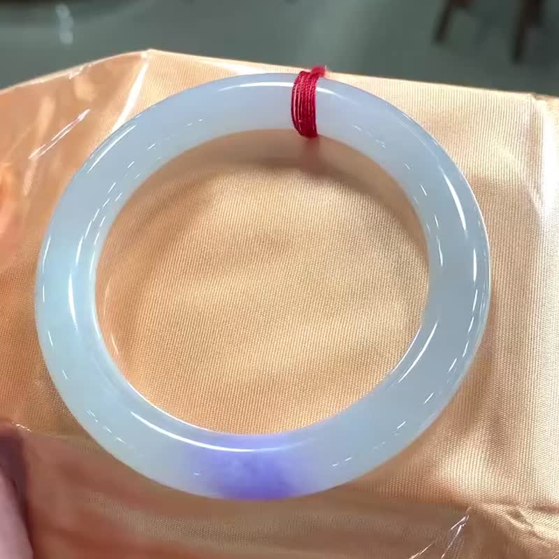 冰種翡翠天然翡翠玉鐲A玉手鐲 玉鈪 • 冰種紫羅蘭翡翠圓鐲 - 手鍊/手環 - 玉石 紫色