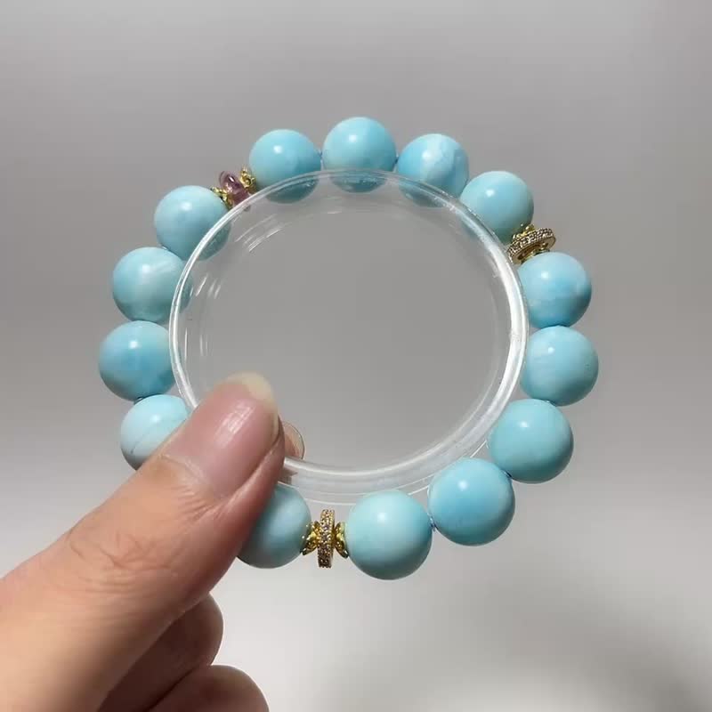 天然礦石 高等級異極礦13mm 粉紅碧璽 手鍊 - 手鍊/手環 - 寶石 藍色