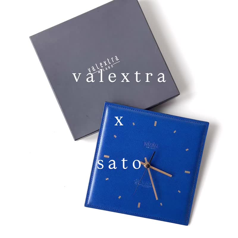 valextra X sato絕版寶藍色真皮掛鐘D17  vintage - 時鐘/鬧鐘 - 真皮 藍色