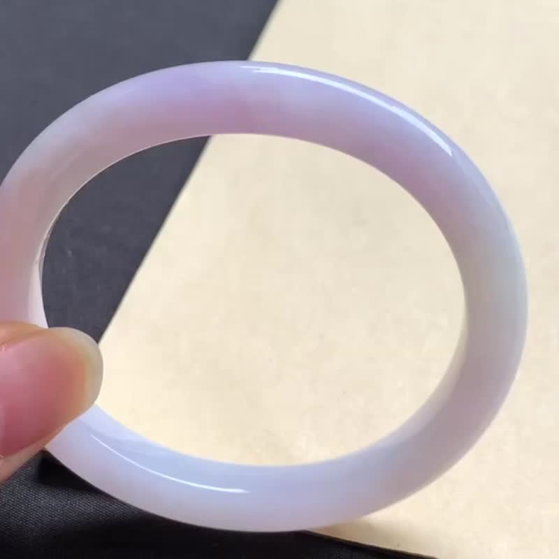 冰種翡翠天然翡翠玉鐲 A玉手鐲 玉鈪 • 糯冰種粉紫翡翠貴妃鐲 - 手鍊/手環 - 玉石 粉紅色