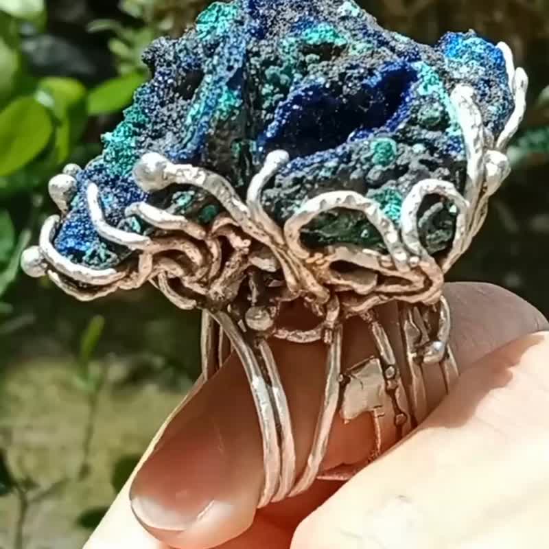 Azurite Mineral Silver Ring - General Rings - Sterling Silver 