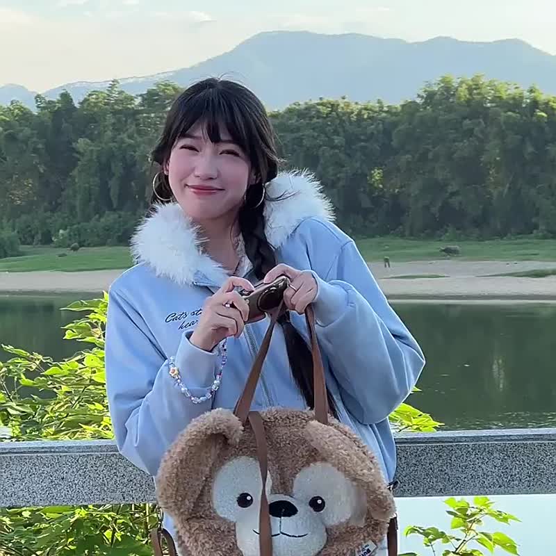 Cheetah Cat Ear Velvet Hooded Cotton Coat-Thick Winter Outerwear - เสื้อโค้ทผู้ชาย - เส้นใยสังเคราะห์ สีน้ำเงิน