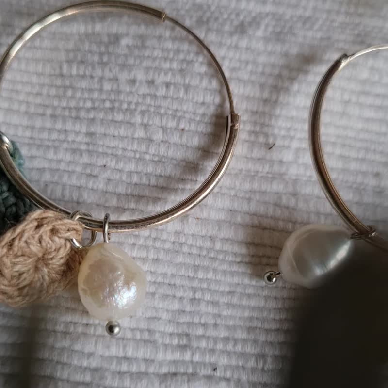 Freshwater Cultured Pearl Hoops - Earrings & Clip-ons - Cotton & Hemp 