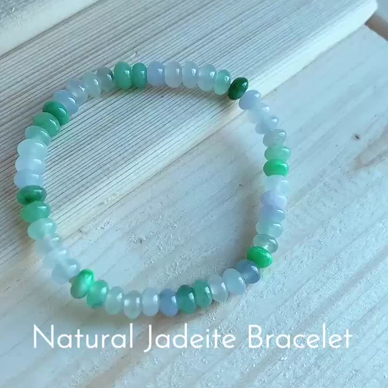 Natural Burmese Jade A Jade Duobao 3 Color Drum Beads Bracelet Energy Stone - สร้อยข้อมือ - หยก หลากหลายสี