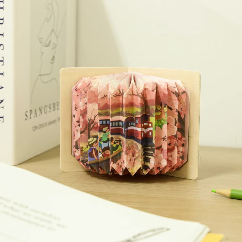 [Book Folding Lamp] Alishan Cherry Blossoms - DIY / Warm Light Night Light / Attraction Series - โคมไฟ - กระดาษ สึชมพู