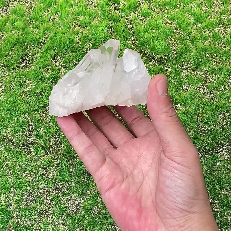 天然原礦能量冰透白水晶簇 白水晶 消磁淨化 療癒 開運 擺件 - 其他 - 水晶 白色