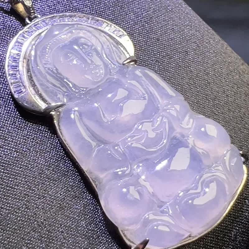 Ice Jade Guanyin Bodhisattva Necklace 925 Sterling Silver | Natural Burmese Jade A-grade | Gift - Necklaces - Jade White