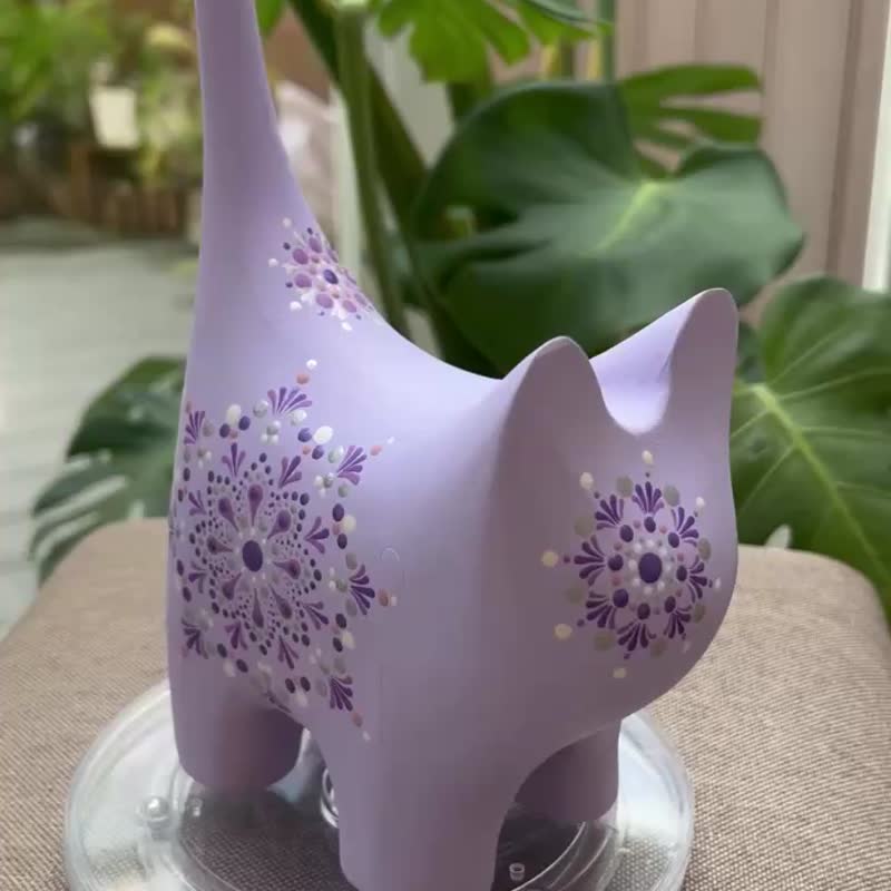 立體療癒曼陀羅作品 - 紫色系貓咪 - 擺飾/家飾品 - 其他材質 紫色