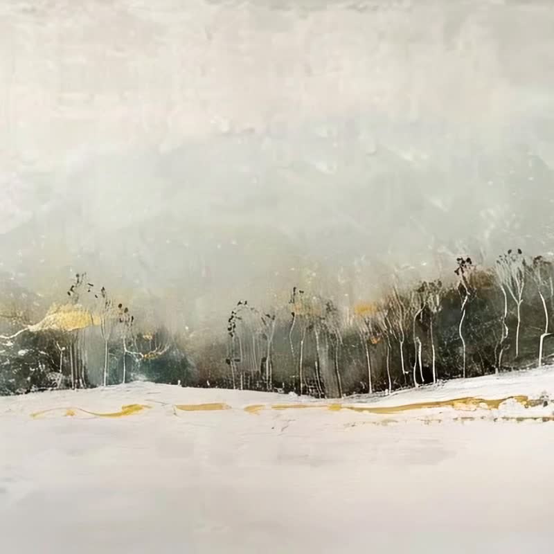 Golden Glow in Winter - Mountain Series/Light and Shadow Giclee Painting/Modern Decorative Hanging Painting for Living Room and Study Room - โปสเตอร์ - ผ้าฝ้าย/ผ้าลินิน 