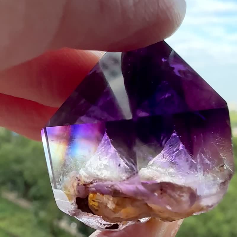 一圖一物/紫超級七水晶原石 晶體清透礦物明顯 稀有 獨一無二 - 擺飾/家飾品 - 水晶 紫色