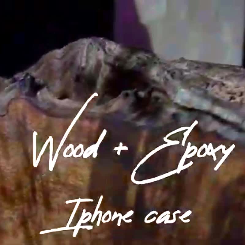 iPhone14 epoxy wooden resin phone case - Curse - เคส/ซองมือถือ - ไม้ สีดำ