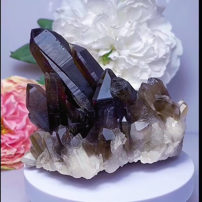 茶水晶 簇 煙水晶 茶晶簇 濃郁色 海底輪療癒 大師水晶 骨幹水晶 - 擺飾/家飾品 - 水晶 咖啡色