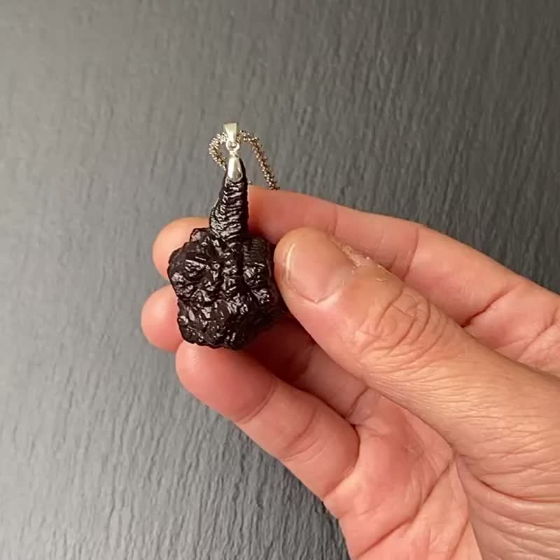 能量原石-天然埃及預言石 上帝溝通石 天機石 925純銀鈦鋼項鍊 - 項鍊 - 水晶 咖啡色