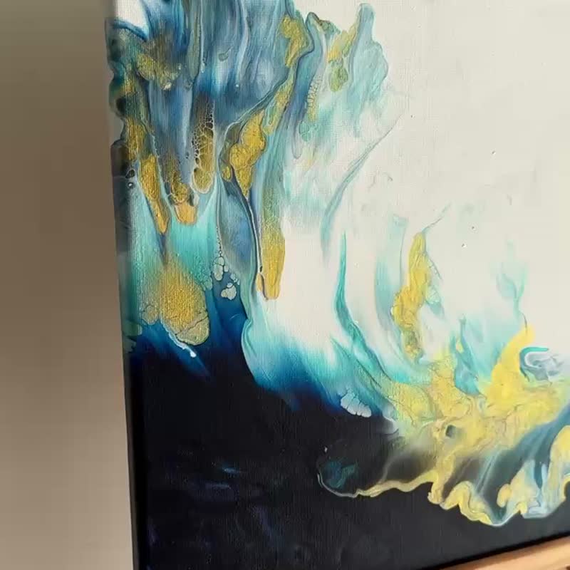 流體藝術 • 擺佈畫作 • 抽象原創丙烯酸畫擺佈畫作 - 海報/掛畫/掛布 - 棉．麻 藍色