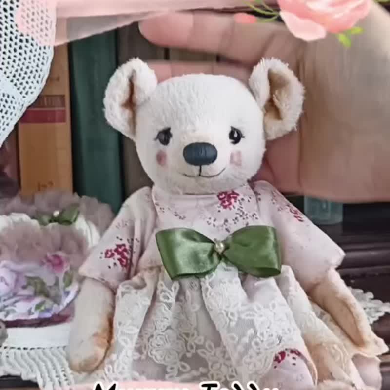 Handmade Collectible Teddy Bear OOAK plushinnes toy gift home decor art DIY手工 - Stuffed Dolls & Figurines - Other Materials Multicolor