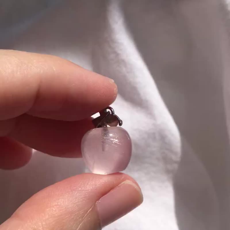 莫桑比克 透亮 粉晶 粉水晶 吊咀 原石 萍果 水晶 掛件 吊飾 - 項鍊 - 水晶 粉紅色