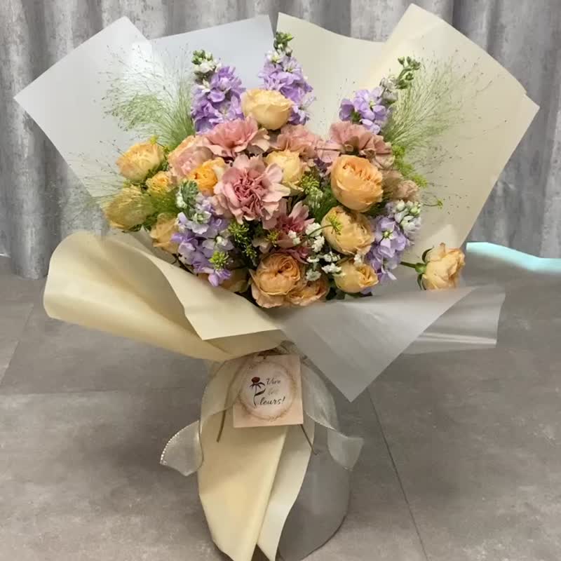 [Mother's Day/Confession/Thank You Bouquet] Rose Carnation Flower Bouquet Le Bouquet Pastel - ตกแต่งต้นไม้ - พืช/ดอกไม้ หลากหลายสี