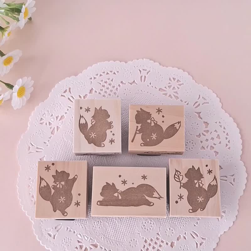 木の棒つんつん　キツネのスタンプ　はんこ - 印章/印台 - 橡膠 透明