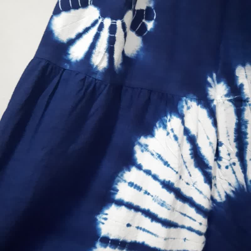 Indigo-dyed cotton skirt - 裙子/長裙 - 棉．麻 藍色