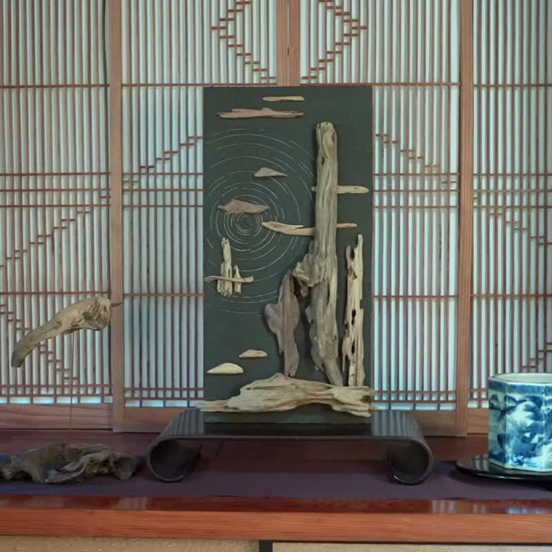 流木で描く山水画　流木アートで 大自然の風景をあなたのお部屋に　壁面装飾画、日本の山水画　中国の山水画　5 - 壁貼/牆壁裝飾 - 木頭 咖啡色