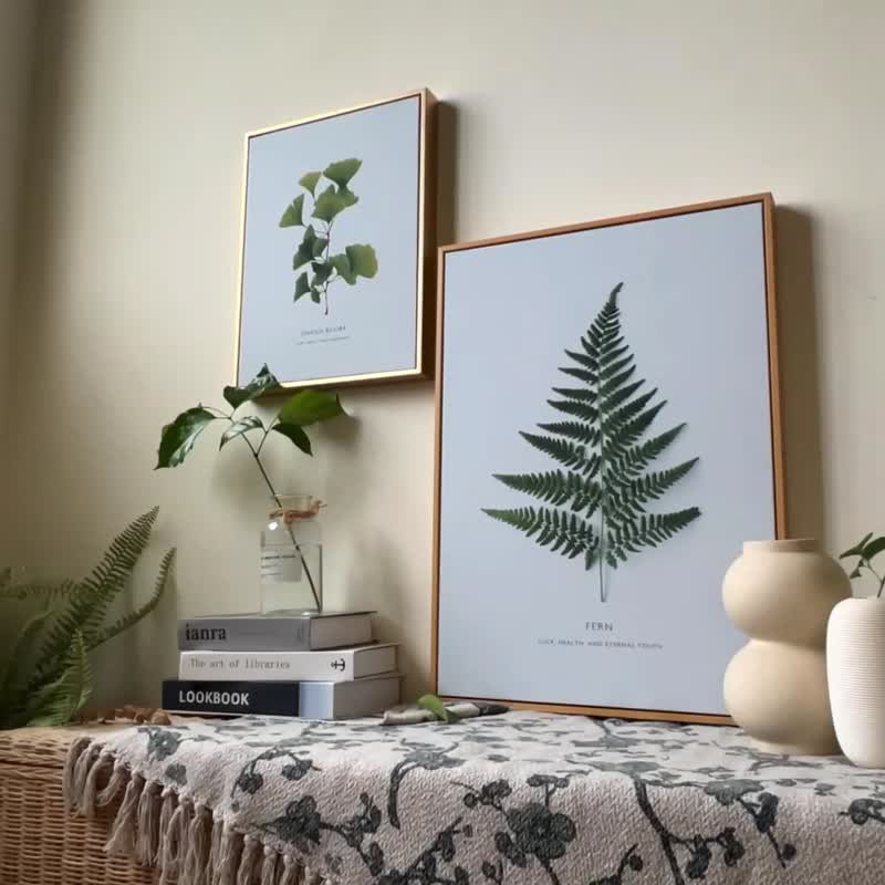 Branchy Leaves - Ginkgo Biloba-Plant prints, photography, pot painting, plant - โปสเตอร์ - วัสดุอื่นๆ สีเขียว