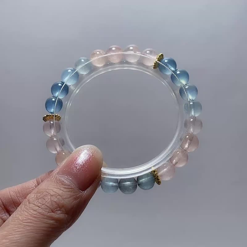 寶石系 天然礦石 冰透摩根石 7.6 mm 手鍊 - 手鍊/手環 - 寶石 多色