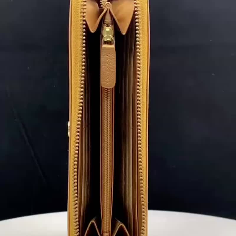 CROSS 限量1折  頂級小牛皮山形紋長夾 全新專櫃展示品 - 銀包 - 真皮 金色