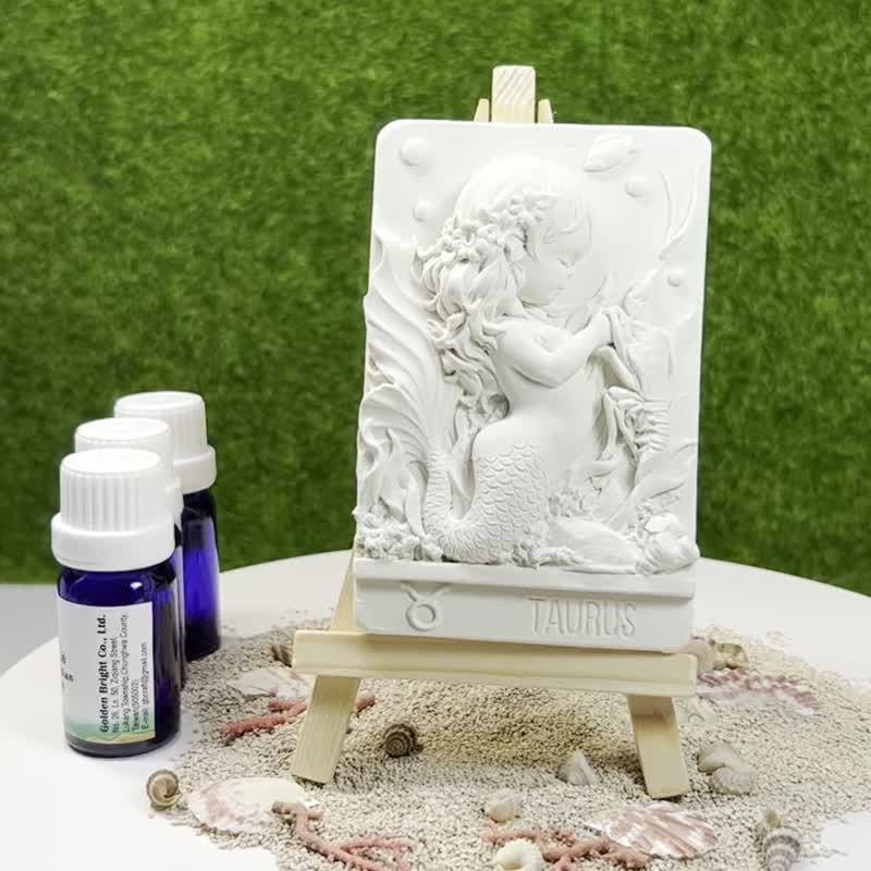 Fragrance Ornament Mermaid Taurus Home Diffuser Cement Soft Pack With Wooden Frame A New Choice For Gifts - Items for Display - Cement White