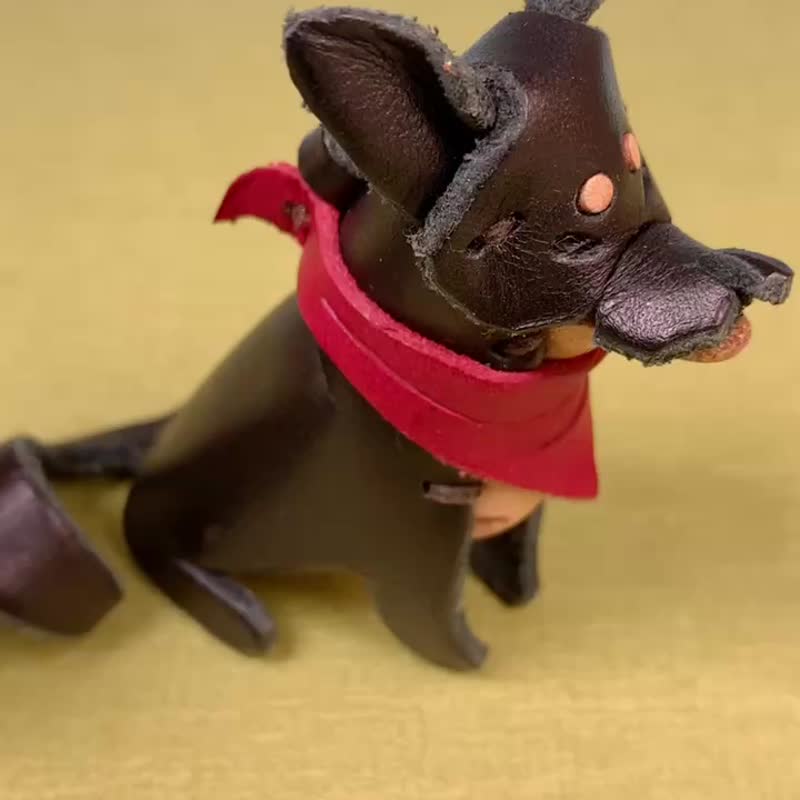 動物森林-柴犬-真皮植鞣 皮革鑰匙圈 吊飾  動物造型 - 鑰匙圈/鑰匙包 - 真皮 卡其色